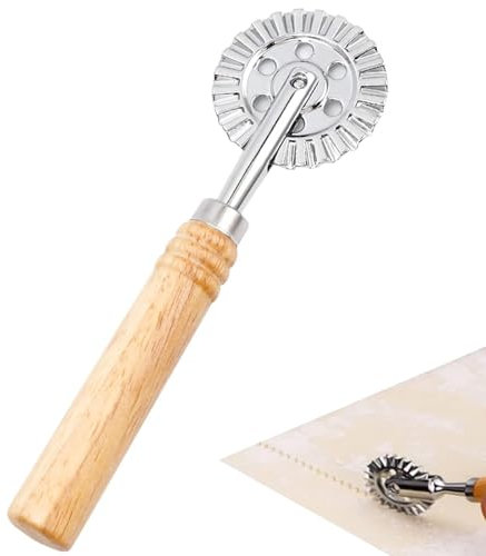 WOLMIK Rueda cortadora de pasta, rueda cortadora de raviolis con rodillo, cortador de pizza, rueda de bola de masa para hacer encaje, aleación de zinc, cortador de fideos para cocina