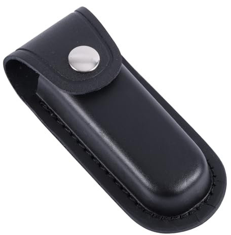 Gosknor Étui à Couteau en Cuir pour Ceinture, 12,3 x 5,2 cm Porte-Couteau Pliable en Cuir Étui à Couteau de Poche Portable pour Cyclisme, Randonnée, Alpinisme, Camping (Noir)