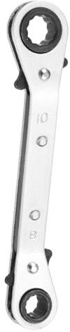 sourcing map Double Box End Reversible Ratcheting Wrench 8mm x 10mm CR-V Steel 25 Degrees Metric Double Head 12-Point 24-Teeth Adjustable Ratchet Gear Socket Spanner, Silver Grey