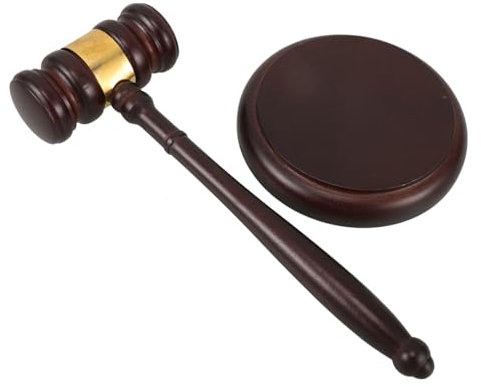 Toyvian Real Wood Gavel Hammer for Auction Judge Toy Legal Prop Mallets Sound Block