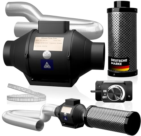 Treez Tools® Grow Abluft Set 100mm Belüftungsset für Growzelt Aktivkohlefilter