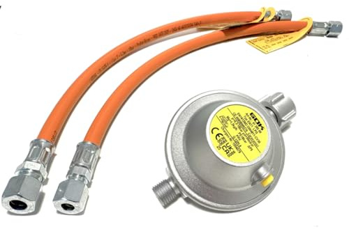 LPG-Megastore Gasregulator 1,2 kg/h för husvagn, husbil, 30 mbar, slang 40 cm, husvagn, gasregulator, anslutning till 8 och 10 mm
