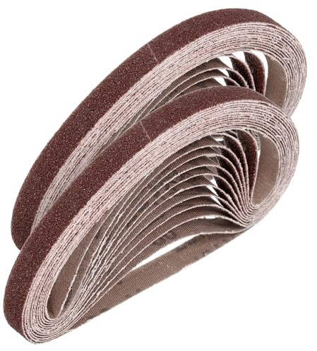 QUARKZMAN 13mm x 457mm Bandas de Lija Set, 50pcs Cintas Abrasivas 60 Grano Correa para Lijadoras Óxido Aluminio para Carpintería Pulido de Metal Afilador de Cuchillo