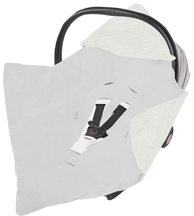 FloraVigo Einschlagdecke, Einschlagdecke Babyschale Baby Decke 90x90 cm, Kinderwagen und Autositz Ganzjahres für Neugeborenen und Kleinkinder Einschlagsdecken für 3 und 5 Punkt Gurt (hellgrau)