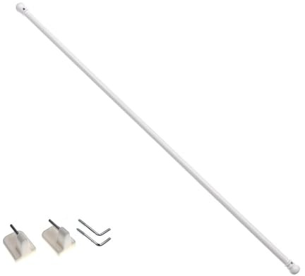 DécoProfi Messing Vitragenstange NOBLESSE 100 cm Ø 7 mm, Weiß, ausziehbar inkl. Schraubhaken und Klebehaken