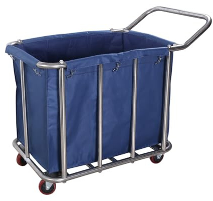 Carro de Limpieza de Acero Inoxidable - Carro para Ropa Blanca de Hotel, Almacenamiento de Servicio y lavandería, Ruedas de 4 Pulgadas, Carro de Limpieza y Reciclaje Duradero para un servici