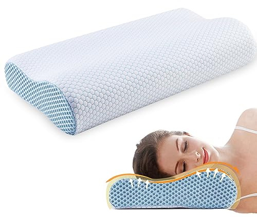Ecosafeter 2026 Cuscino cervicale per Dormire Recentemente aggiornato,Cuscini Ergonomico Traspirante Antirussamento Anallergico Federa Bamboo Lavabile