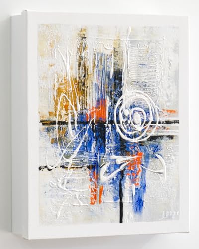Cuadroexpres - Armario para Llaves para Pared, Pintado a Mano, Abstracto en Lila, con Relieve, 26x31x6 cm, 100% Original, En Blanco, con 15 Ganchos,con Tornillos y Tacos para la Pared. Firmado. (Azul)