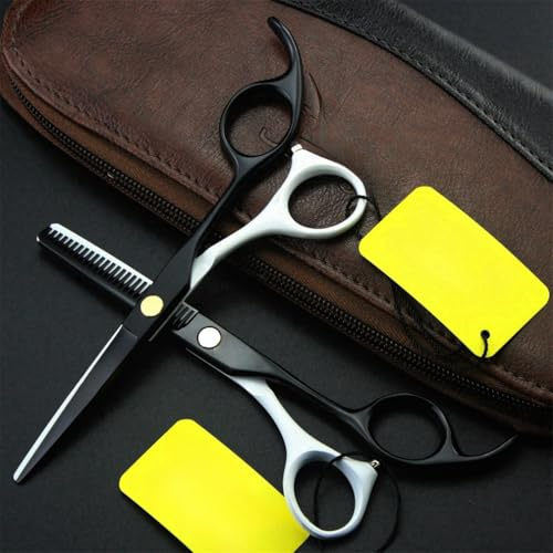 JYBNBBE Schwarz-weißes Haarschneidescheren-Set, 5,5-Zoll-Haarstyling-Tool, angenehme Haptik, handpoliert, geeignet für Männer, Frauen und Haustiere, Heimsalon