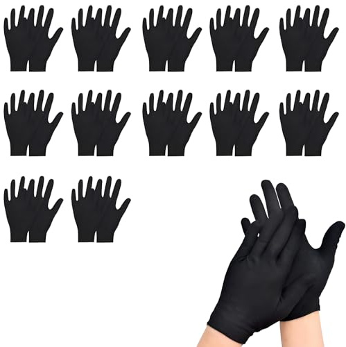 xutong Baumwoll-Handschuhe, Schwarze Handschuhe, 12 Paar, Universalgröße, Dehnbares Material, für Zubehörprüfung, Tägliche Pflege