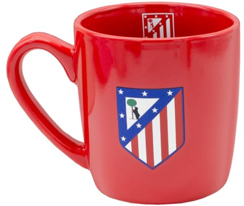 ms móvil shop Taza Atlético de Madrid Ovalada Roja en Caja Regalo | 380 ml | Taza de Cerámica con Escudo del Atlético | Apta para Microondas y Lavavajillas | Producto Oficial | Aficionados al Fútbol