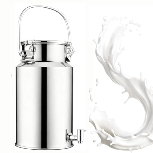 YLKJCE bidon à Huile en Acier Inoxydable avec Robinet,Pot a Lait INOX bidon pour Huile Et Aliments pour Stockage(Capacity,10 Liter)