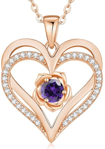 CDE Kette für Damen Rosegold Herz Schmuck 925 Sterling Silber Geschenke | Herz Halskette Geschenk für Frauen Mama mit Anhänger Schmuck Valentinstag Muttertag Geburtstag Weihnachten