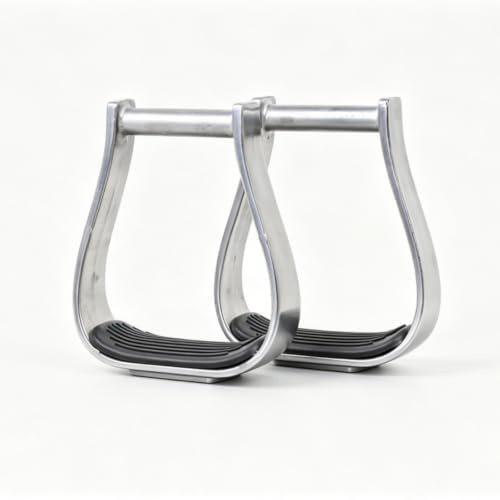 LOVIVER Étrier d'Équitation Aluminium Étrier Western Accessoire de Selle Paire Antidérapant Cadre Incurvé Stabilité Continue Confort Prolongé Adapté à Randonnée Équestre Travail à la Longe