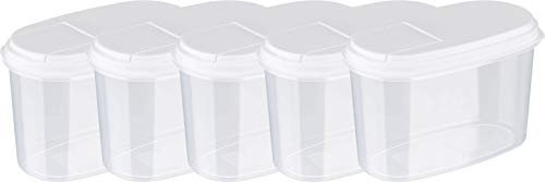MiraHome Schüttdose für Müsli 1L 5er Set Weiß – Vorratsdosen mit Deckel luftdicht – Frischhaltedosen mit Deckel – Aufbewahrungsbox Küche für Mealprep & Organisation