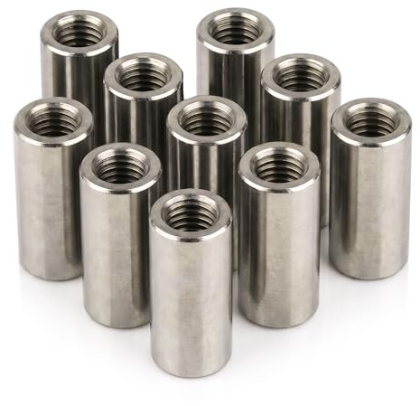 PROTECH 10er Gewindemuffen M6 x 25mm Edelstahl V2A | Rundmuffen Distanzmuffe | Verbindungsmutter Langmutter Rund für Gewindestangen, Innengewinde, Rostfrei