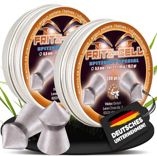 Fritz-Cell Diabolos 5,5 mm Spitzkopf Special für Luftgewehr – 2 x 200 Stück