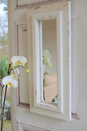 windschief-living Landhaus Wandspiegel,Spiegel Helena in Shabby Antique Chic weiß/Holz, H. 50 cm