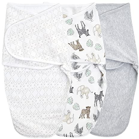 aden + anais essentials Easy Swaddle™ wrap, Baby-Pucksack für mühelos pucken, Wickel-Pucktuch aus 100% Baumwolle für Neugeborene, 0-3 Monate, 1,0 TOG, 3er-Pack, Toile