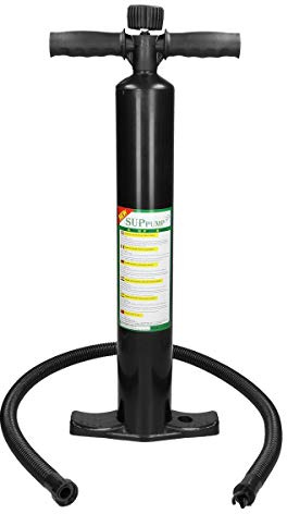 ECD Germany Premium Handpumpe für Stand Up Paddle Board mit Manometer bis 29 psi / 2 bar - ca. 27,5x62 cm - Schwarz - Hochdruck 1-Weg Hand Pumpe Luftpumpe Standpumpe Standluftpumpe SUP Boards