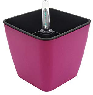 Zerotwo Hochwertiger Kunststoff, Herausnehmbarer Pflanzeinsatz,Quadrat Anzuchttöpfe,Übertöpfe,Stick-Bewässerungssystem,Für Innenraumbegrünung geeignet (Fuchsie)