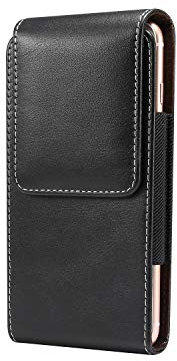 EXFEA Vertikal Gürteltasche Holster Gürtel Hülle Echt Ledertasche für iPhone 11 Pro, iPhone 12, iPhone 12 Pro, Nokia 4.2, Nokia 2.2, Xiaomi Redmi 7A