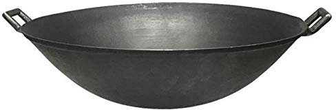 Wok de hierro fundido Wok bajo y cóncavo Naturalmente antiadherente Utensilios de cocina de gas domésticos de grado comercial Wok de doble oreja de fondo redondo grueso-32cm