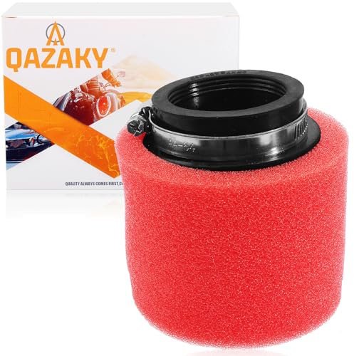 QAZAKY 50mm 1.97inch Red Double Foam Pod Performance Air Filter Cleaner for 50cc-90cc 110cc 125cc 140cc 150cc 200cc 250cc GY6 Motorcycle ATV Scooter Quad Go Kart Moped Pit Dirt Racing Bike 49mm 50mm