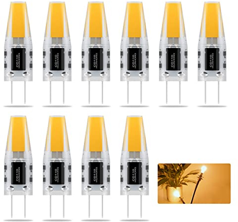 G4 LED Lampen, 3W G4 LED Birne Warmweiß 3000K 260LM, Ersatz für 30W G4 Halogenlampen, AC/DC 12V, Kein Flackern Nicht Dimmbar, 10er Pack