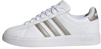 adidas Donna Grand Court Cloudfoam Lifestyle Court Comfort Shoes, Cloud White/Platinum Metallic/Platinum Metallic, 37 1/3 EU
