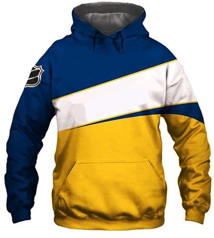 SZRXKJ Herr huva Ice Hockey långärmad 3D Print K-serie Buffalo färg lapptäcke Sabres fritidsmode huvtröjor tröjor, färgglad, XL