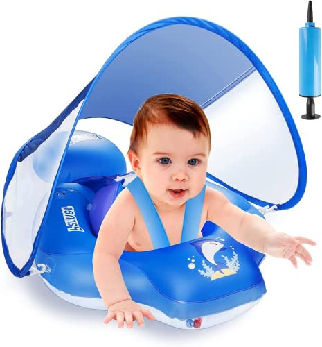 Parner Schwimmring Baby mit UPF50+ Sonnendach, Schwimmhilfe Baby für den Pool, Verstellbarer Sicherheitssitz, Kleinkind Pool Schwimmring für 3-36 Monate - L
