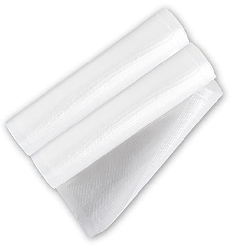 eurofolin Vakuumrollen strukturiert für Lebensmittel 20 x 600 cm 2 Rollen transparent, für alle Vakuumierer, reißfest, kochfest, Sous-Vide-Garen, wiederverwendbar mikrowellengeeignet, Vakuumfolie