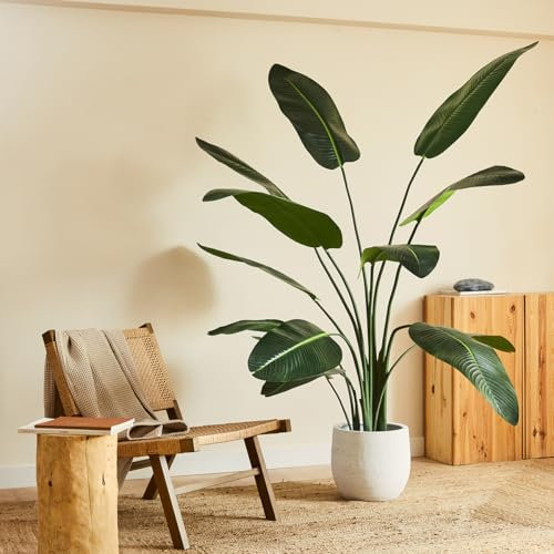 BLAINE | Strelitzia 120cm | Plantas Artificiales Decorativas | Planta Artificial Grande | Plantas Artificiales para Interior/Exterior | Planta Artificial Realista Decorativa para Casa | Sin Cuiados
