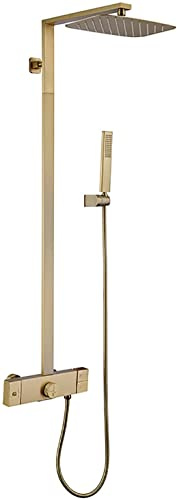 Système de douche thermostatique, ensemble de robinet de douche 12 pouces Ensemble combiné de douche à montage mural avec bec de baignoire, pommeau de douche à effet pluie, pommeau de douche à main