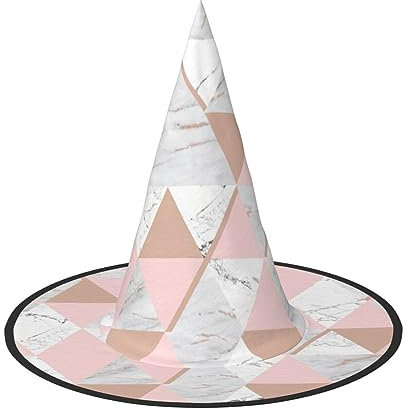 FRESQA Pink-goldener Marmor-Hexenhut für Damen, Kostüm für Halloween, Halloween, Partyhut