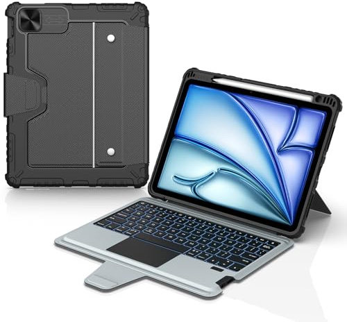 Nillkin iPad Air 11 inch Case with Keyboard(M3/2025,M2/2024) 180° Adjustatable Stand, Backlit Magic Keyboard with Trackpad for iPad Pro 11 inch (1st, 2nd, 3rd, 4th Gen), iPad Air 5/4 10.9-Black