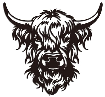 WADORN Metal Wall Decor, Cow Head Iron Wall Art Decoration Black Wrought Iron Scroll Vine Art Hanging Decor for Indoor Outdoor Garden Home Bedroom Living Room Decorations