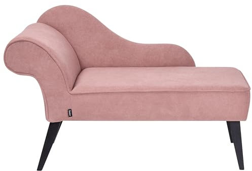 Beliani Chaislongue Stoffbezug rosa Links mit Lehne Schwarze Holzbeine Retro Biarritz