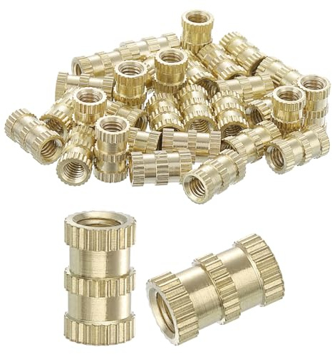 QUARKZMAN Tuercas de Inserción Estriadas 30 Piezas M4 x 10mm(L) x 6mm(OD) Tuercas de Latón con Rosca Impresa Tuercas de Inserción Roscadas Hembra para Fijación Térmica