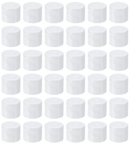 PATIKIL 36 Pièces 24/410 Bouchons à Rabat Diamètre Intérieur de 0,9 Blanc | de Rechange, Couvercle en Plastique Réutilisable, pour Bouteilles de Peinture de Shampoing et de Boisson