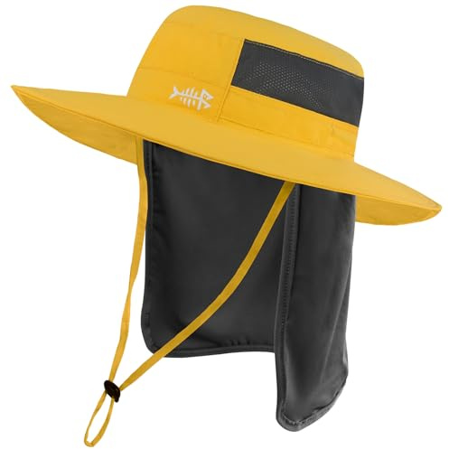 Bassdash Sonnenhut Fischerhut Bucket Hut UPF 50+ UV-Schutz Wasserdichter taktischer Angelhut mit breiter Krempe Einstellbare Größe mit Abnehmbarer Halsklappe für Männer und Frauen