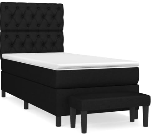 ZQQLVOO Bed Frame Lattenrost Palettenbett Bodenbett Boxspringbett mit Matratze Schwarz 80x200 cm Stoff