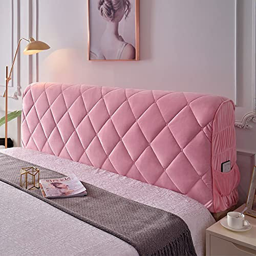Bett kopfteil bezug Bettkopfteilbezug gesteppter Bettkopfteilschutz samtig staubdicht Rückenlehnenbezug für Leder- und Holzkopfteile Schlafzimmerdekor Beige-180 cm