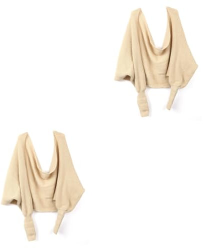 WRITWAA 2stücke Knit Shawl Cape Mit Ärmeln Beige Unisex Strickschal Für Winter Warm Und Modisch Vielseitig Einsetzbar Für Damen Und Herren Aus Langlebigem Freies Format