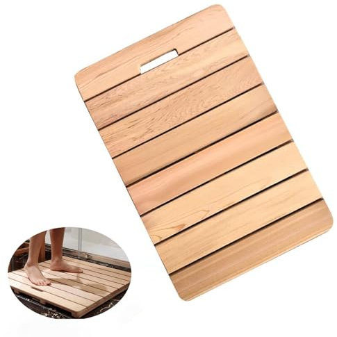 Badematte Holz Rutschfeste Duschmatte aus Zedernholz, Badezimmermatte aus Holz für Badezimmer, Badewanne, Spa, Sauna, Garten, Heim, Langer Abflussrost aus Holz für Drinnen und Draußen(110cmx60cm(43.3i