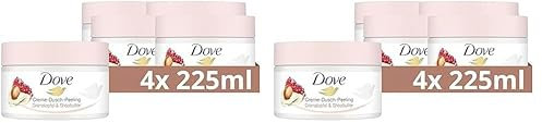 Dove Creme-Dusch-Peeling Granatapfel & Sheabutter Scrub Körper Peeling für geschmeidige Haut Hautpflege mit Jojobawachs-Perlen 4x 225 ml (Packung mit 2)