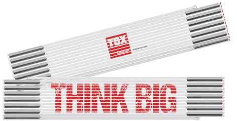 TOX Righello metro 3 m - righello metrico con impronta THINK BIG - righello pieghevole elastico in betulla di vetro con estremità rosse e numeri decimali - precisione classe III, 1 pezzo, 09969008/T