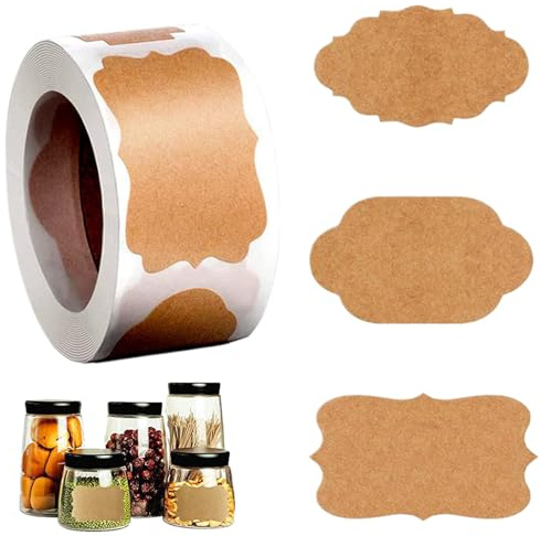 300 Pièces Etiquettes Autocollantes,Etiquettes Autocollantes Bocaux,Étiquette Autocollantes Pour L'Étiquetage, Autocollants En Papier Kraft Pour Bouteilles, Artisanat, Emballage Cadeau