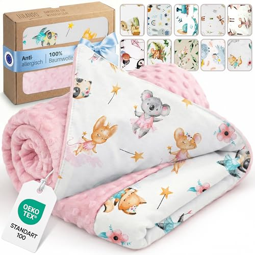 LULANDO® Kuscheldecke 100x75cm Decke Krabbeldecke Spieldecke aus 100% Baumwolle - Antiallergisch - Hergestellt in der EU